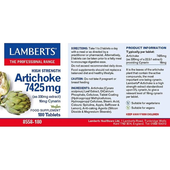 Lamberts Artichoke Extract 7425mg 180 Tablets