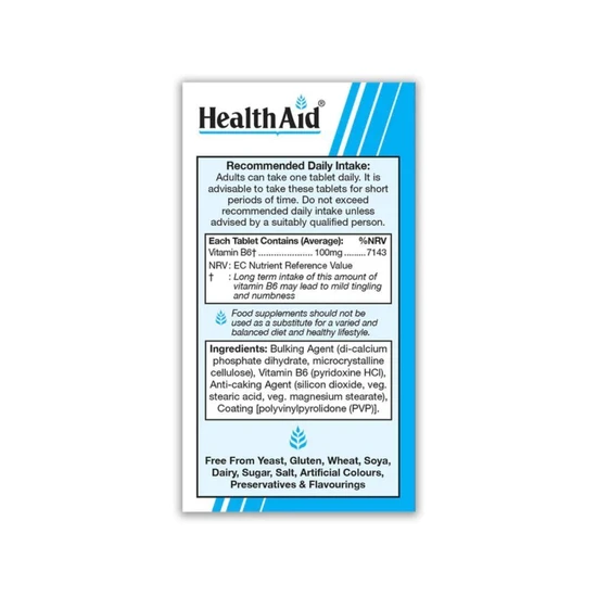 Health Aid Vitamin B6 100mg Tablets 90 Tablets