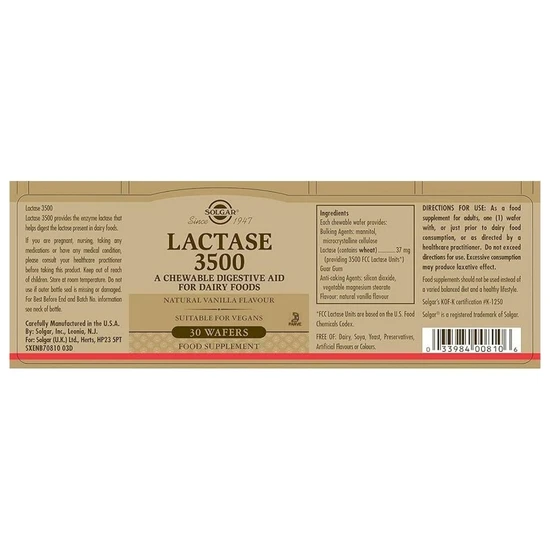 Solgar Lactase 3500 Wafers 30