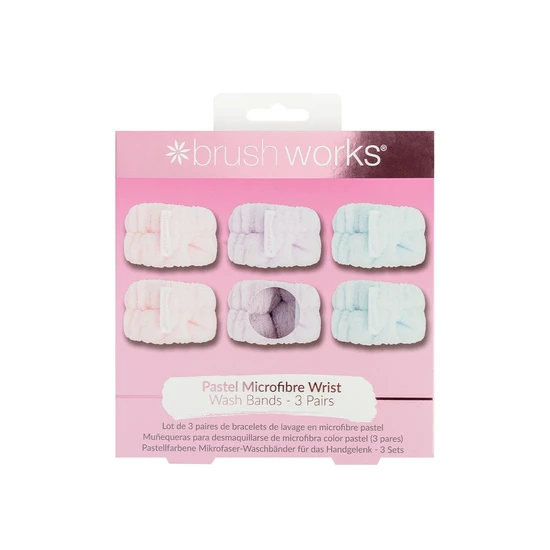 Brushworks Pastel Microfibre Wrist Wash Bands 3 Pairs