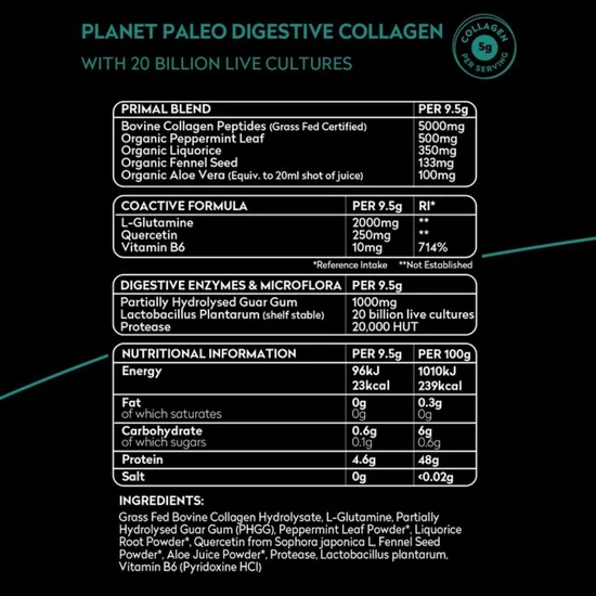Planet Paleo Digestive Collagen Powder Mint 285g