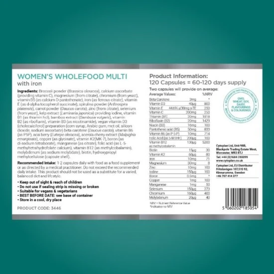 Cytoplan Women's Wholefood Multi With Iron Capsules 60 Capsules