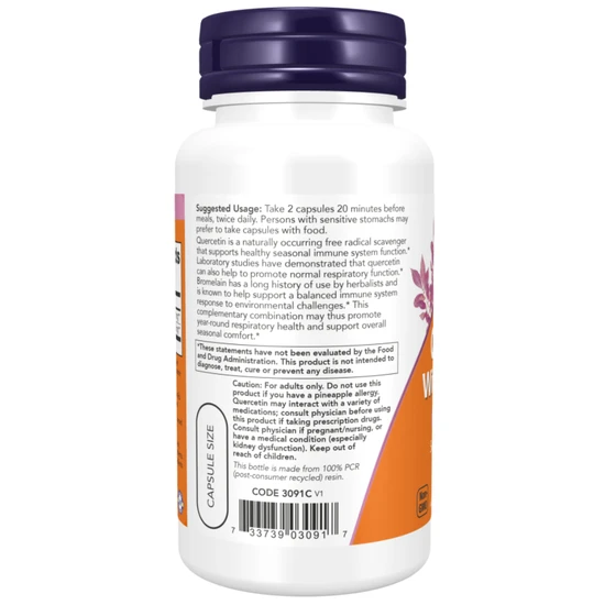 NOW Foods Quercetin With Bromelain 120 Capsules