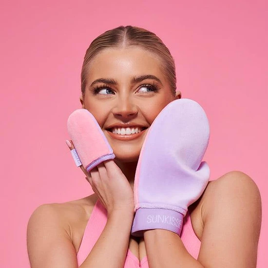 Sunkissed Double Sided Luxe Velvet Tanning Mitt Duo Body Tanning Glove + Face Tanning Mitt