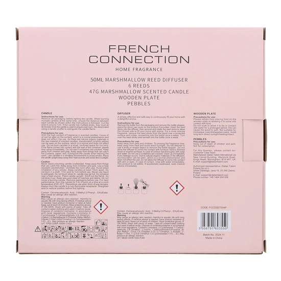 French Connection Pastel Collection Marshmallow Diffuser + Candle 50ml + 50g