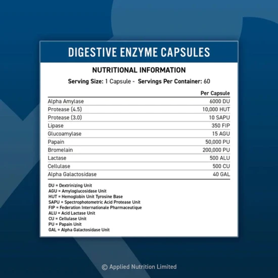 Applied Nutrition Digestive Enzyme Capsules 60 Capsules