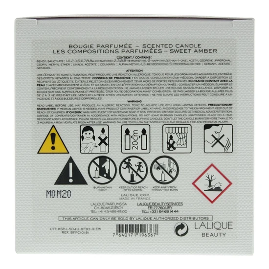 Lalique Les Compositions Parfumees Sweet Amber Candle 190g