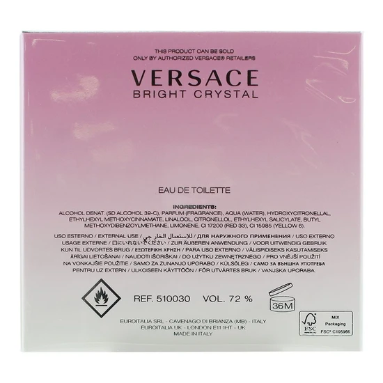 Versace Bright Crystal Eau De Toilette 50ml