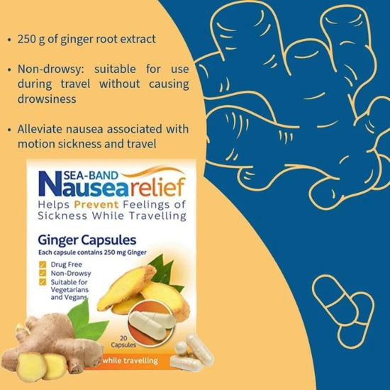 Sea-Band Nausea Relief Ginger Capsules 20 Capsules