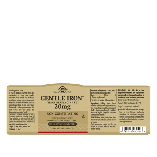 Solgar Gentle Iron 20mg x120