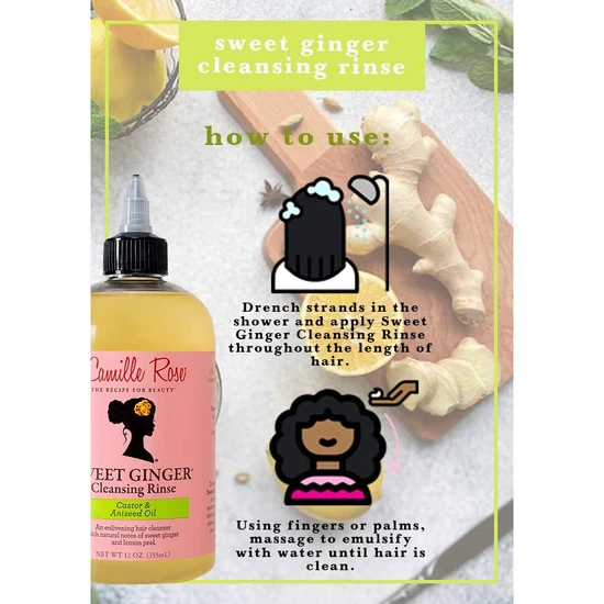 Camille Rose Sweet Ginger Cleansing Rinse W Castor & Aniseed Oil 355ml