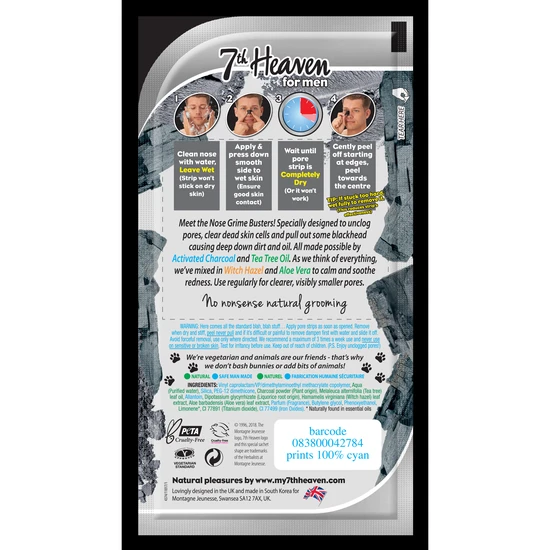 Montagne Jeunesse Men's Blackhead Nose Strips Charcoal & Tea Tree Box of 8