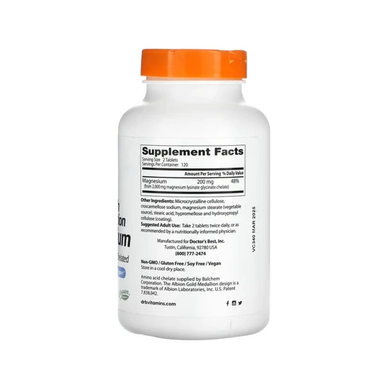 Doctor's Best High Absorption Magnesium 100mg Tablets 240 Tablets