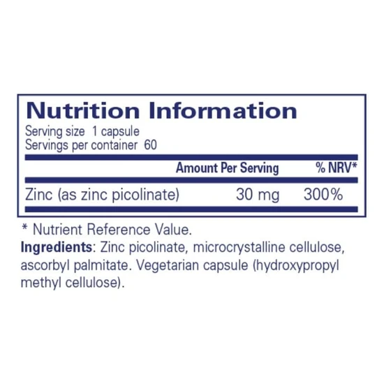 Pure Encapsulations Zinc 30 Capsules 60 Capsules