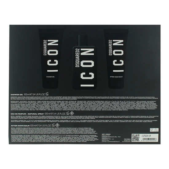 Dsquared2 Icon Pour Homme Eau De Parfum 100ml, Shower Gel 100ml + Aftershave Balm 100ml Gift Set 100ml