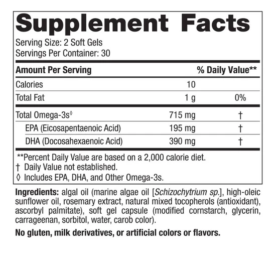 Nordic Naturals Algae Omega 715mg 60 Softgels