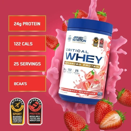 Applied Nutrition Critical Whey Strawberry Milkshake 825g