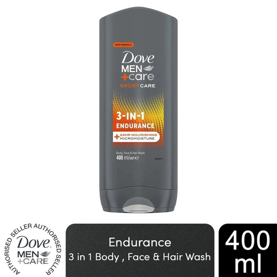 Dove Men Care Sport Care 3 In 1 Endurance Body Face & Hair Wash 400ml