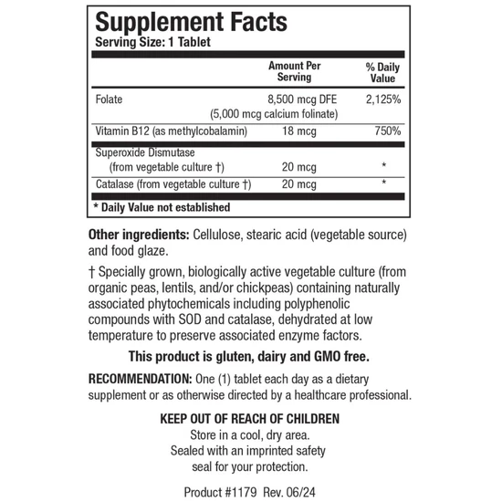 Biotics Research Folate-5 Plus + B12 Tablets 120 Tablets