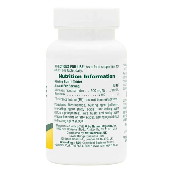 Nature's Plus Natures Plus Niacinamide 500mg Tablets 90 Tablets