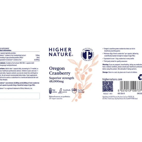 Higher Nature Oregon Cranberry Capsules 30 Capsules