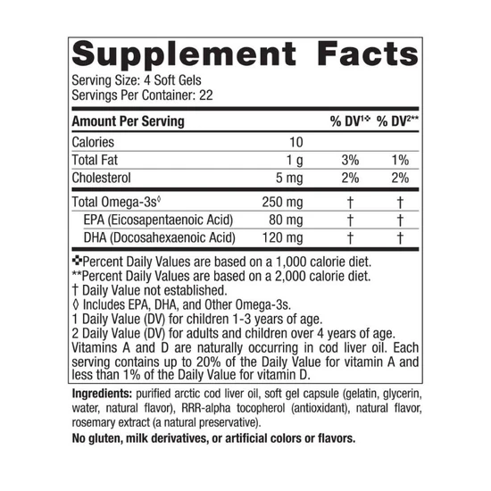 Nordic Naturals Children's DHA, 250mg Omega-3 Strawberry 90 mini softgels