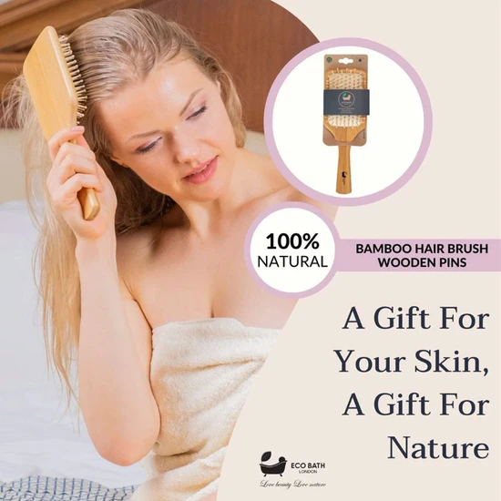 Eco Bath London Eco Bath Bamboo Massage Hair Brush Wooden Pins