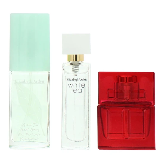 Elizabeth Arden Holiday Fragrance Gift Set 10ml Red Door Eau De Toilette + 10ml White Tea Eau De Toilette + 15ml Green Tea Scent Spray