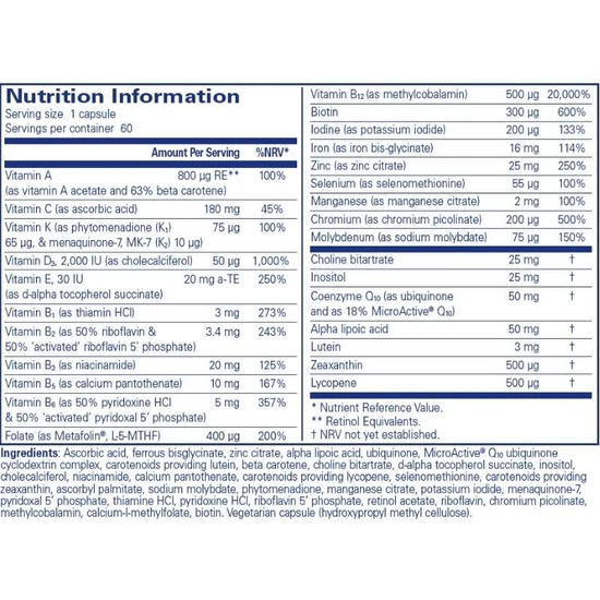 Pure Encapsulations O.N.E. Multivitamin With Iron Capsules 30 Capsules