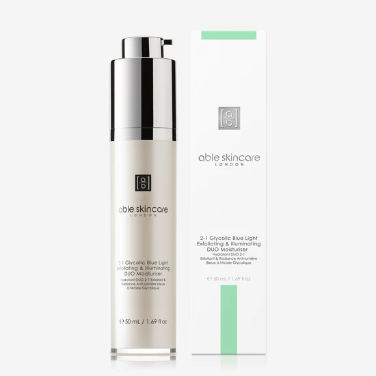 Able 2-1 Glycolic Blue Light Exfoliating & Illuminating DUO Moisturiser 50ml
