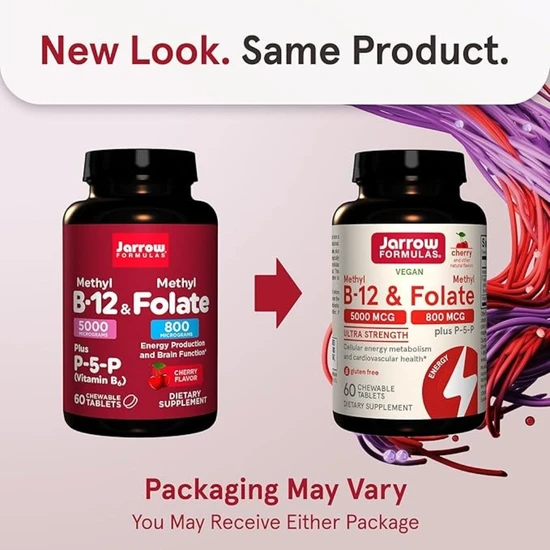 Jarrow Formulas Methyl B12 & Methyl Folate 800mcg Cherry Lozenges 60 Lozenges