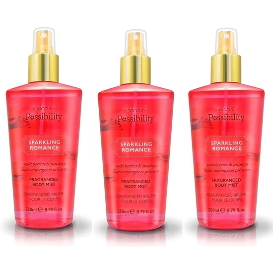Possibility Of London Ladies Womens Sparkling Romance Body Mist 3x250ml