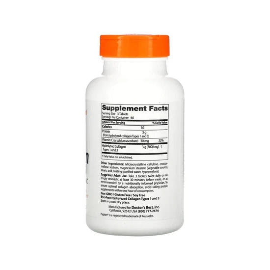 Doctor's Best Collagen Types 1 & 3 With Vitamin C 1000mg Tablets 180 Tablets