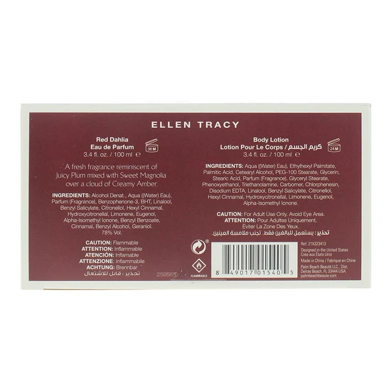 Ellen Tracy Red Dahlia Eau De Parfum 100ml Gift Set 100ml & 100ml Body Lotion