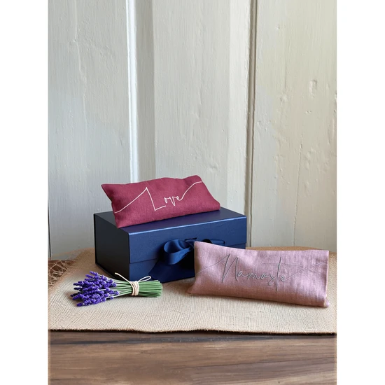 The Norfolk Eye Pillow Company Namaste Embroidered Linen & Lavender Eye Pillow Blue / Lavender