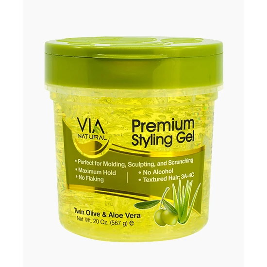 Via Natural Premium Styling Gel With Twin Olive & Aloe Vera 226 g