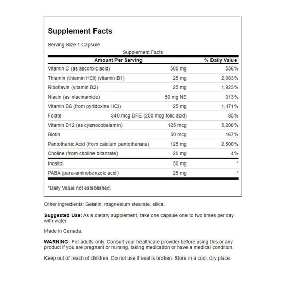 Swanson Super Stress B-Complex With Vitamin C 100 Capsules