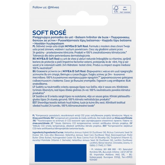 Nivea Soft Rose 24h Lip Care 4.8g