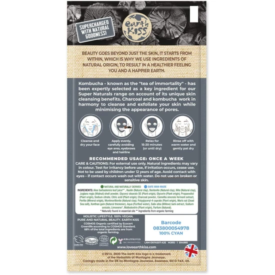 Earth Kiss Super Naturals Exfoliating Kombucha & Charcoal Clay Mask 10g