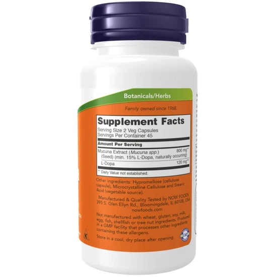 NOW Foods DOPA Mucuna Vegicaps 90 Vegicaps