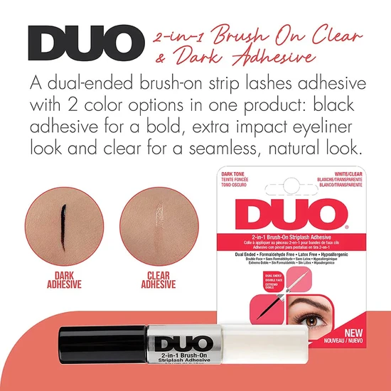 DUO 2-in-1 Brush-on Strip Lash Adhesive White/Clear + Dark Tone 5g
