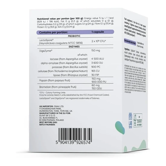 Osavi Digestive Enzymes + Probiotic Capsules 60 Capsules