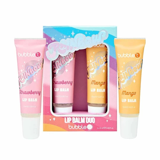 Bubble T Rainbow Lip Balm Duo Strawberry & Mango