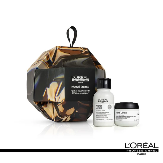 L'Oréal Professionnel Metal Detox Bauble Mini Shampoo & Mask Gift Set Prevent Breakage & Colour Fade from Hard Water