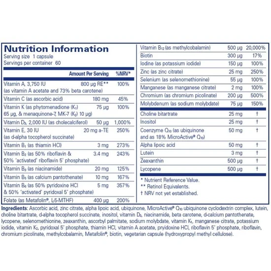 Pure Encapsulations O.N.E. Multivitamin 60 Capsules