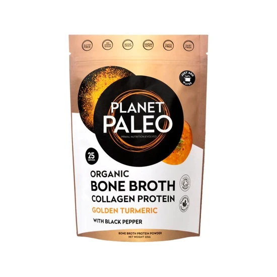 Planet Paleo Organic Bone Broth Collagen Protein Golden Turmeric 225g