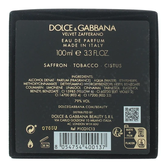 Dolce & Gabbana Velvet Zafferano Eau De Parfum 100ml