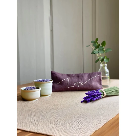 The Norfolk Eye Pillow Company Love Embroidered Linen & Lavender Eye Pillow Blue / Lavender