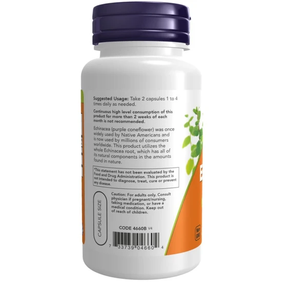 NOW Foods Echinacea, 400mg Vegicaps 100 Vegicaps