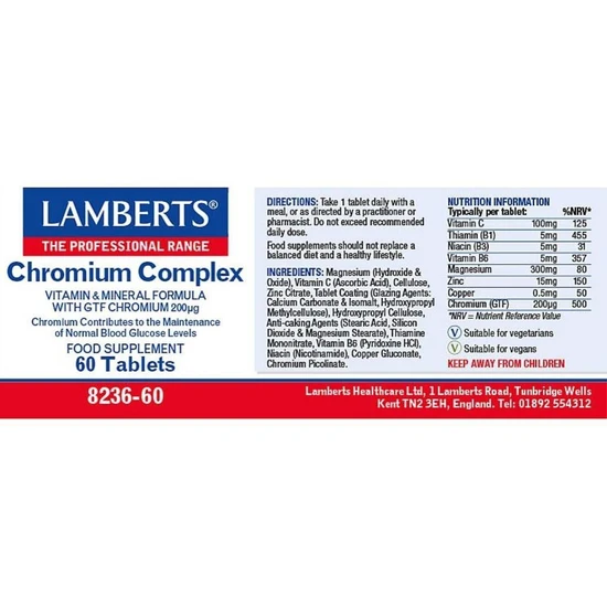 Lamberts Chromium Complex Tablets 60 Tablets